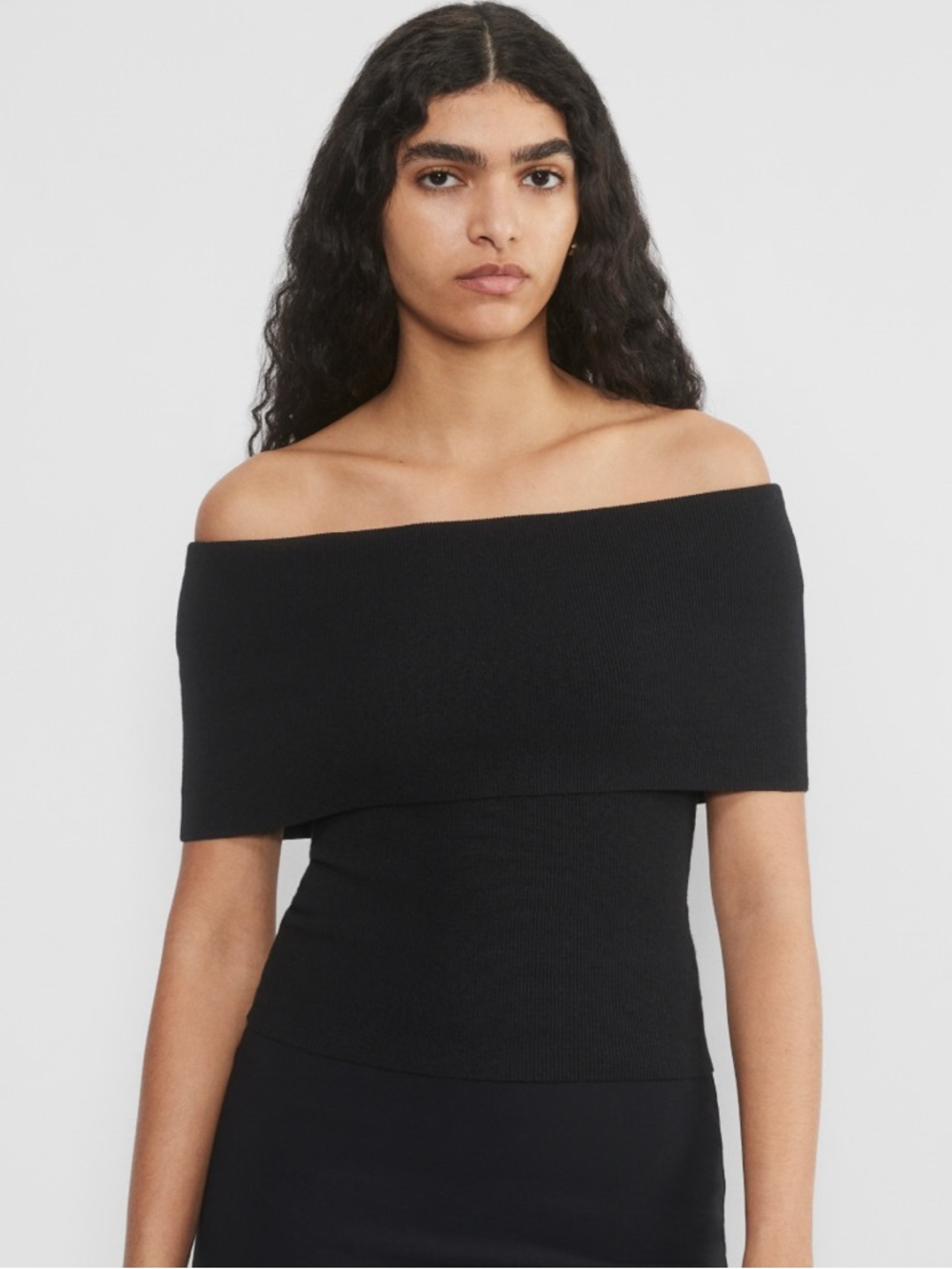 Aritzia Nola Short Sleeve Sweater Off-the-Shoulder Ribbed Knit